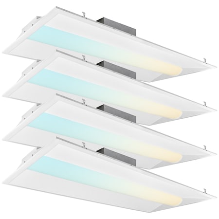 Luxrite 2x4 FT Rectangle LED Troffer Light 3CCT 3500K-5000K 30/40/50W 3750/5000/6250LM 0-10V Dimmable 4PK LR25137-4PK